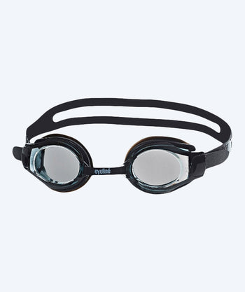 Eyeline bijziende zwembril op sterkte - (-1.5) to (-10.0) - Zwart (Smoke lens)