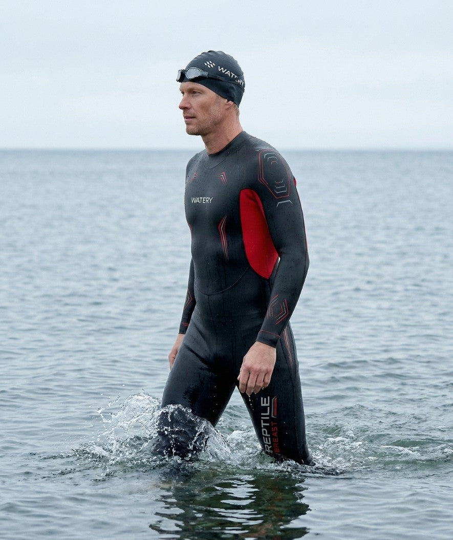 Watery heren wetsuit - Reptile Breast - Oranje