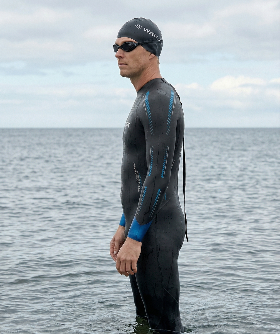 Watery heren wetsuit - Calder Rapid - Zwart/blauw
