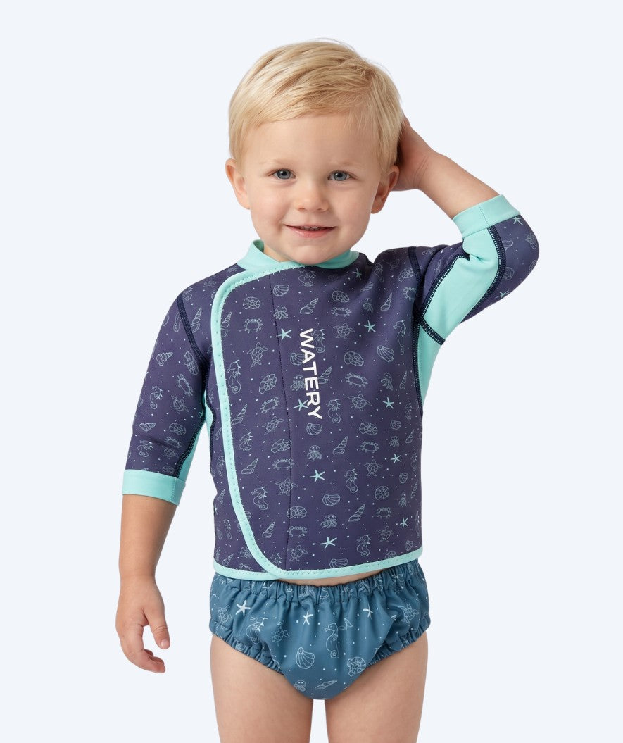 Watery neopreen shirt - Baia Top - Atlantic Turquoise