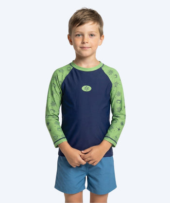 Watery kind UV shirt - Brandman Lange Mouw Rashguard - Groen/blauw