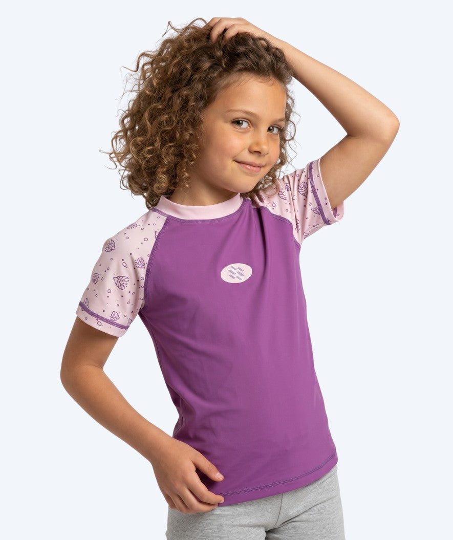 Watery kind UV-shirt - Brandman Korte Mouw Rashguard - Roze/paars