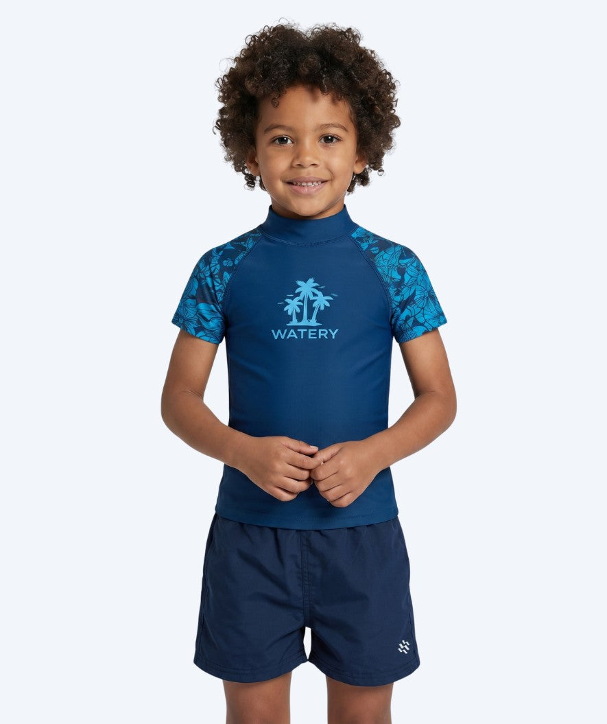 Watery kind UV-shirt - Katsu Korte Mouw Rashguard - Blauw/donkerblauw