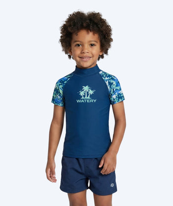 Watery kind UV-shirt - Katsu Korte Mouw Rashguard - Lichtblauw/donkerblauw