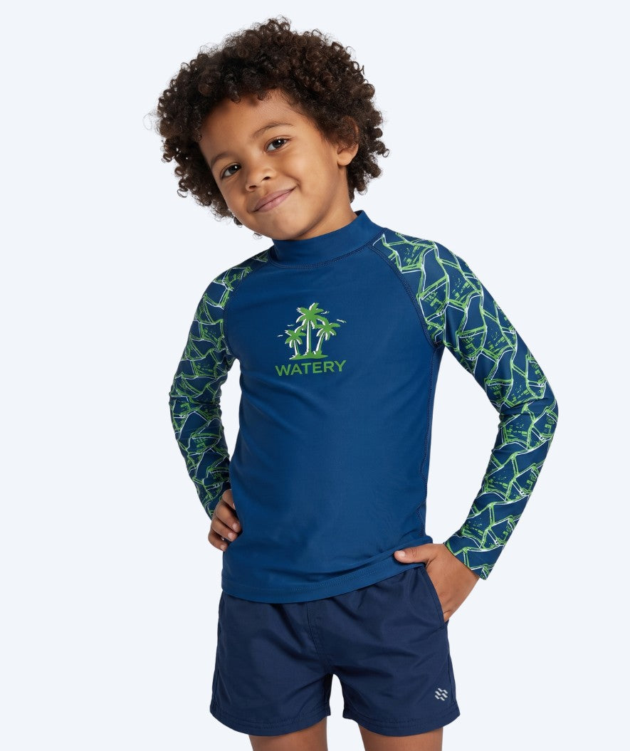 Watery kind UV-shirt - Katsu Lange Mouw Rashguard - Groen/donkerblauw