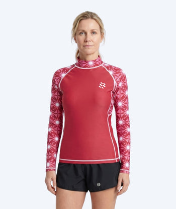 Watery dames UV-shirt - Aiko Lange Mouw Rashguard - Roze/donkerrood