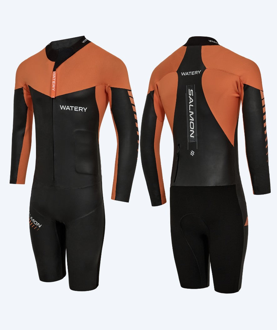 Watery heren wetsuit - Salmon Swimrun - Zwart/oranje