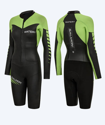 Watery dames wetsuit - Salmon Swimrun - Zwart/groen