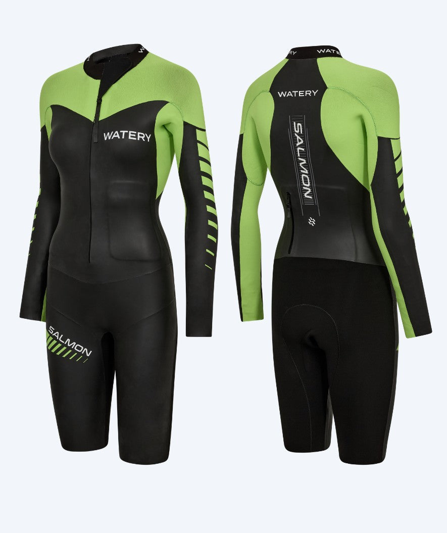 Watery dames wetsuit - Salmon Swimrun - Zwart/groen