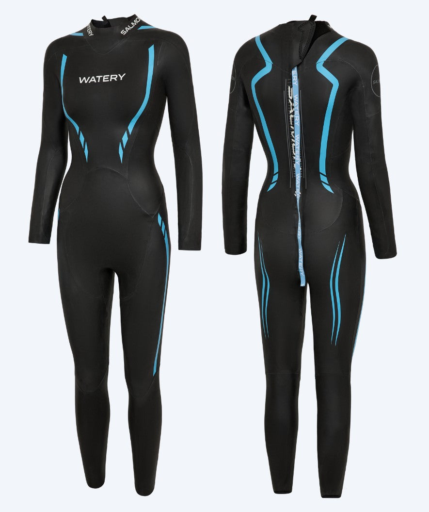 Watery dames wetsuit - Salmon Glide - Zwart/blauw