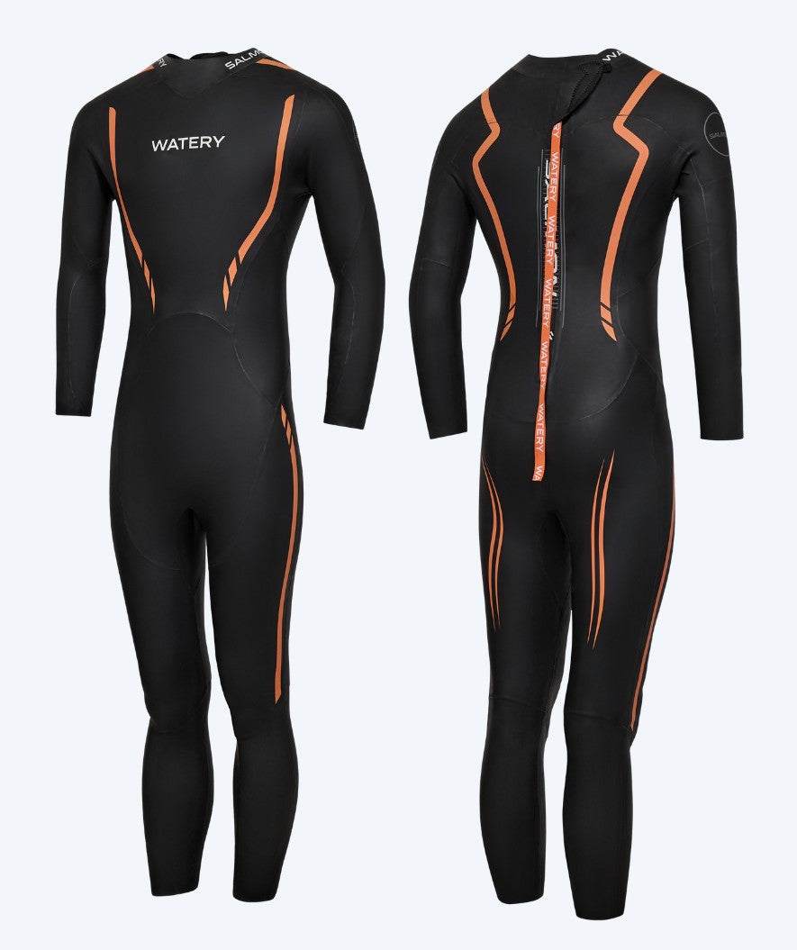 Watery heren wetsuit - Salmon Glide - Zwart/oranje