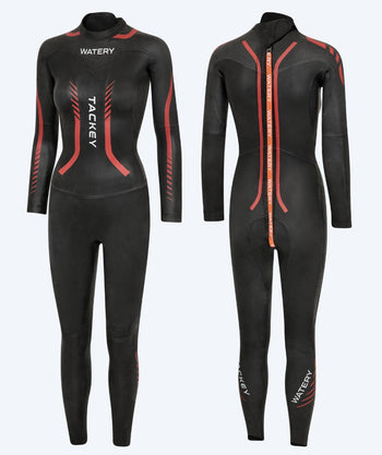 Watery dames wetsuit - Tackey Elite - Zwart/rood