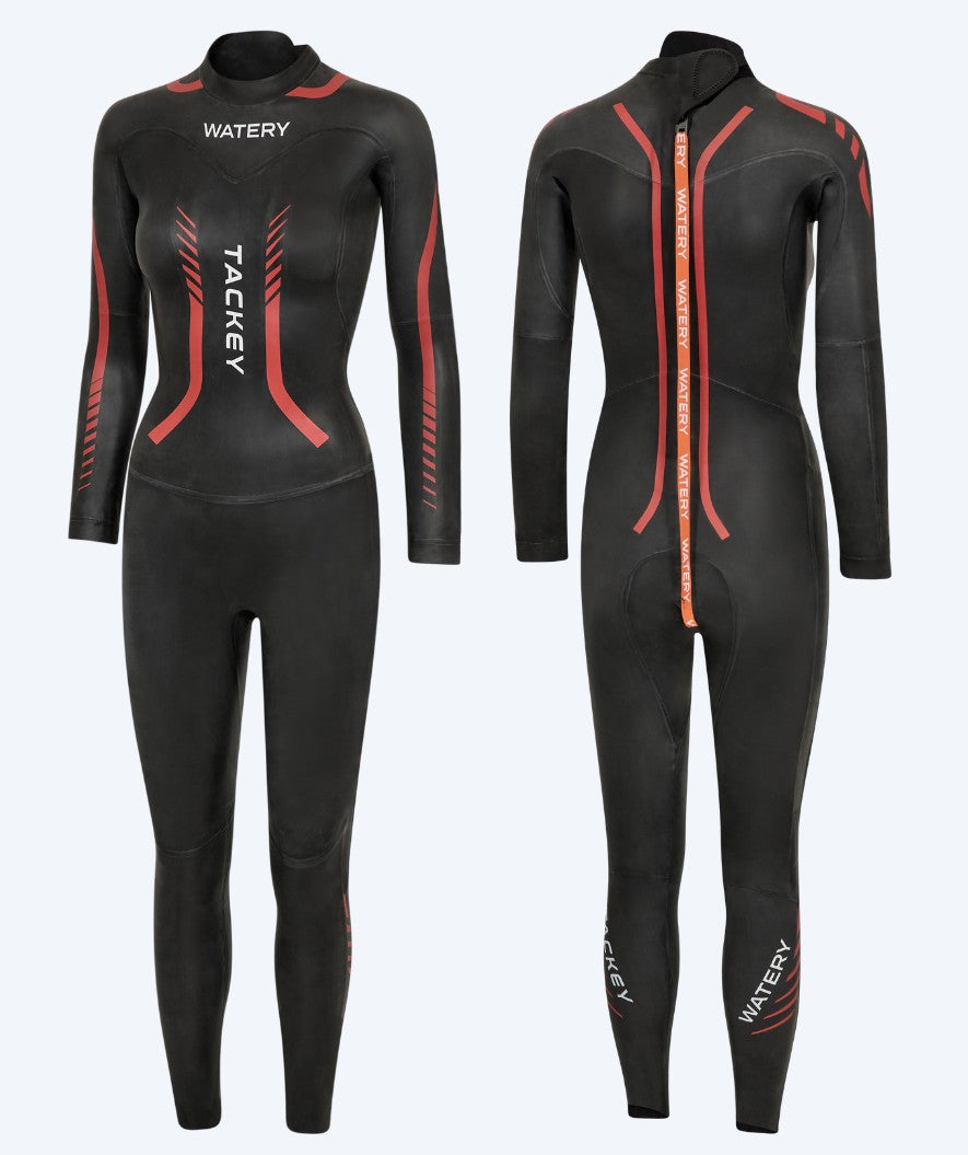 Watery dames wetsuit - Tackey Elite - Zwart/rood