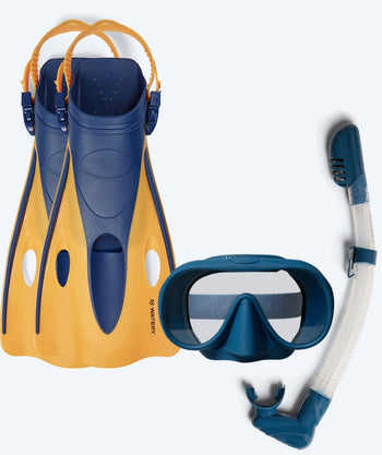 Watery volwassenen snorkelset (vanaf 15 jaar) - Launch/Alton - Donkerblauw/Oranje