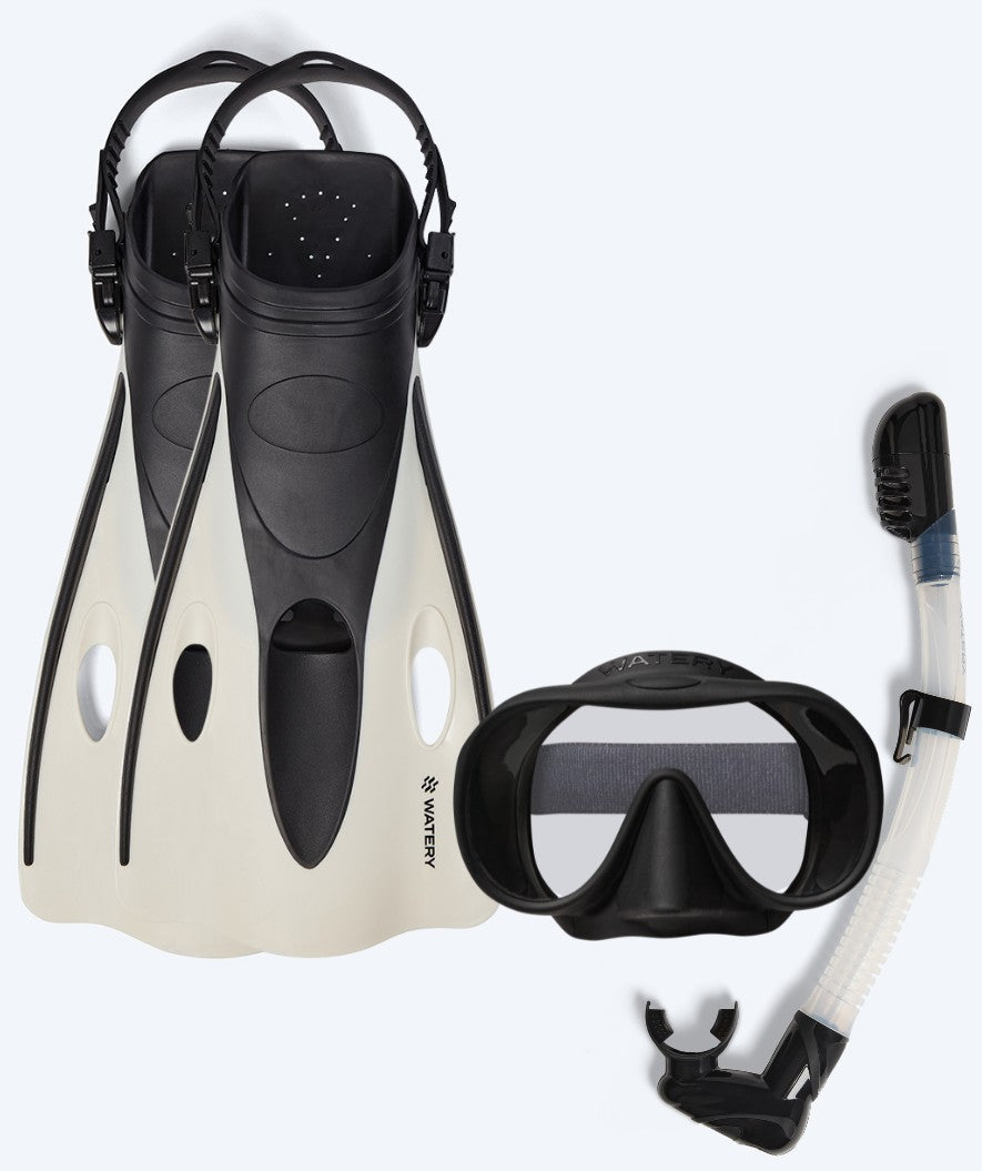 Watery volwassenen snorkelset (vanaf 15 jaar) - Launch/Alton - Zwart/Wit