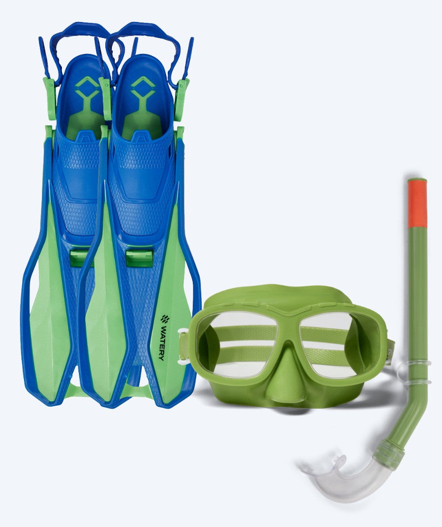 Watery kind snorkelset (4-10) - Sunset/Wyre - Groen/Lichtblauw