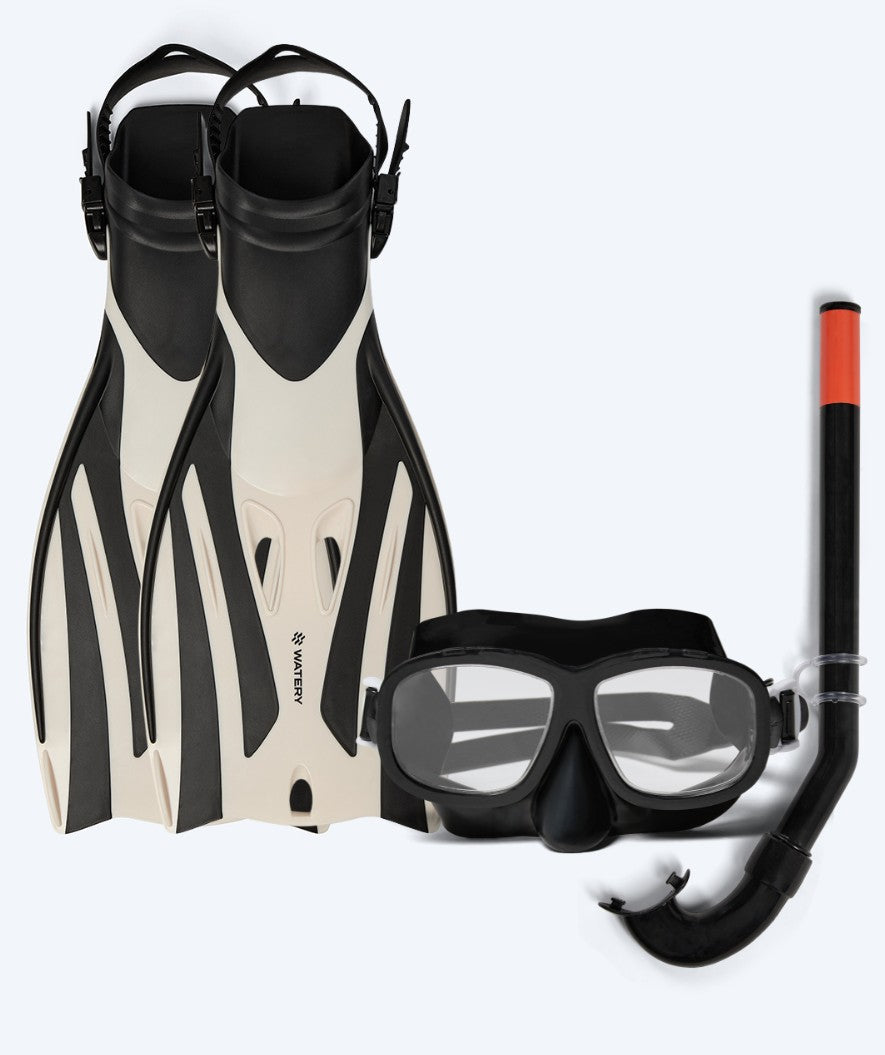 Watery kind snorkelset (4-10) - Shack/Wyre - Zwart/Wit