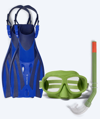 Watery kind snorkelset (4-10) - Shack/Wyre - Groen/Blauw