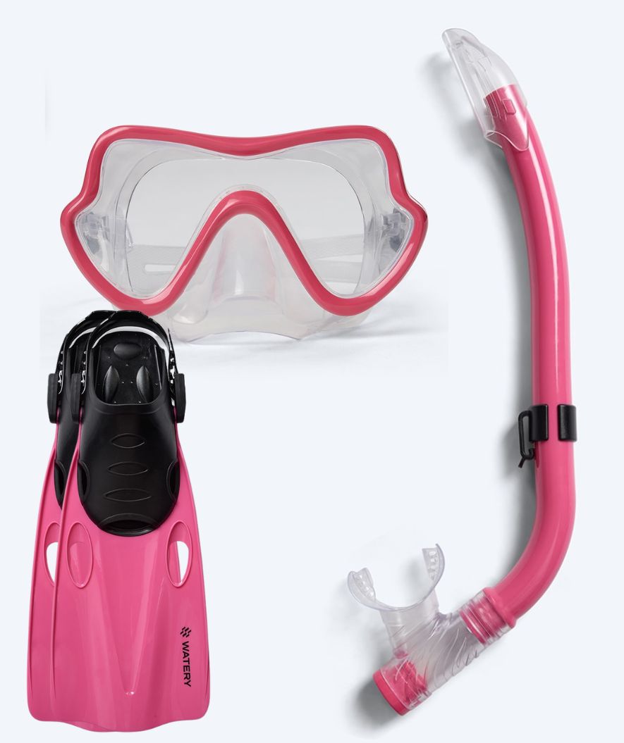 Watery junior snorkelset (8-15) - Trigger/Masika - Rood/lichtroze