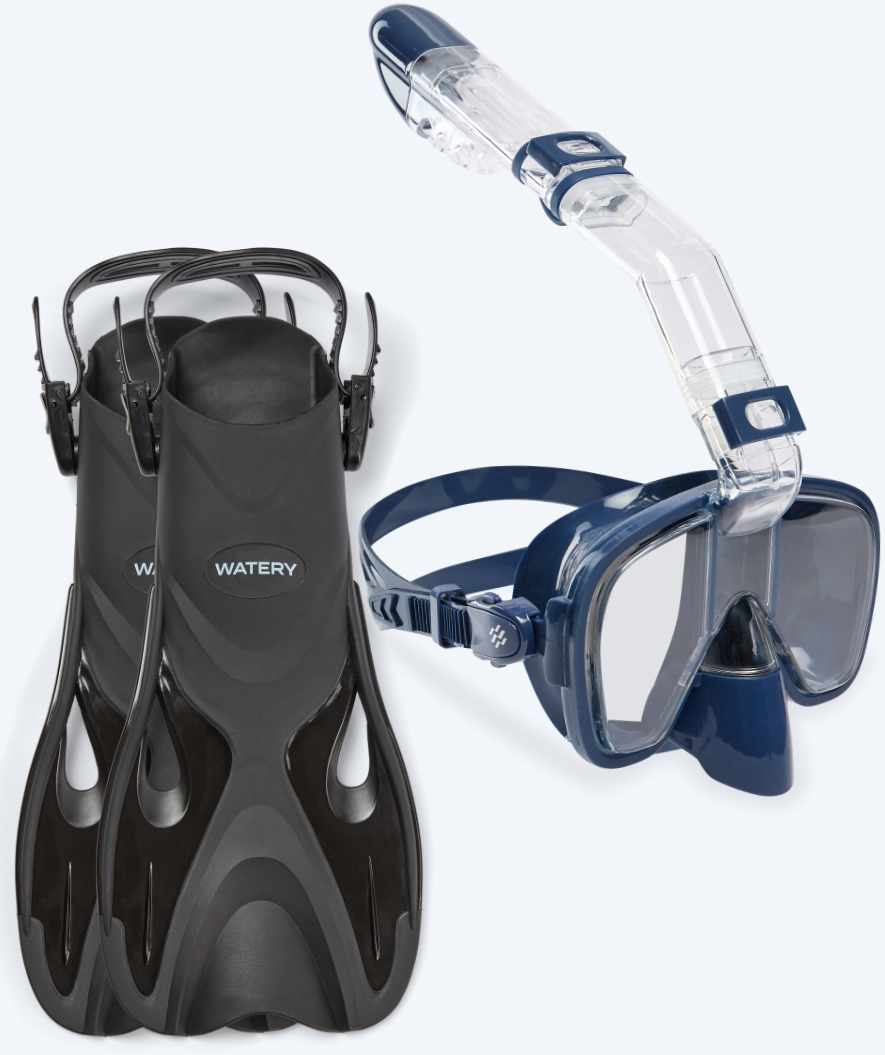 Watery kind snorkelset - Fisher/Pearl - Donkerblauw