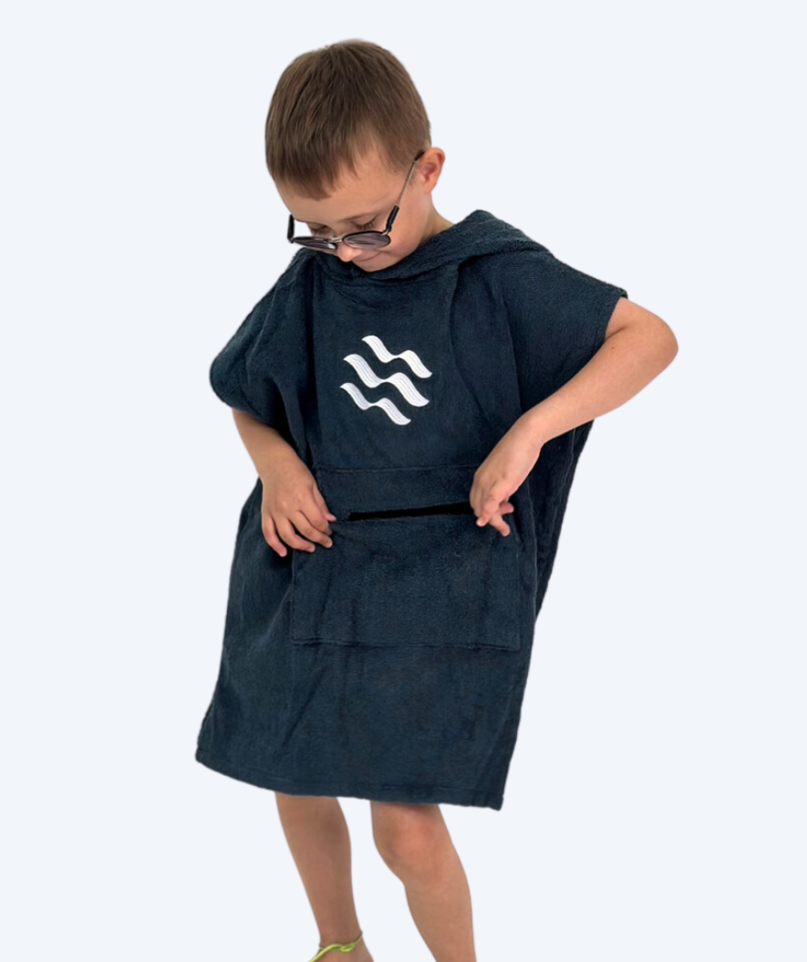 Watery kind badponcho (1-6) - Katoen - Donkerblauw