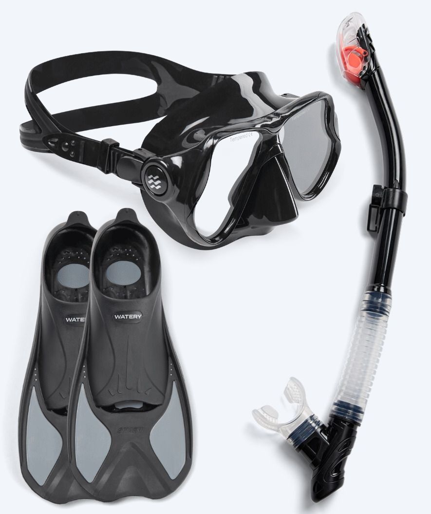 Watery volwassenen snorkelset - Pike/Hudson - Zwart