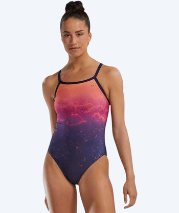 TYR dames badpak - Durafast Elite Cut - Donkerblauw/multi