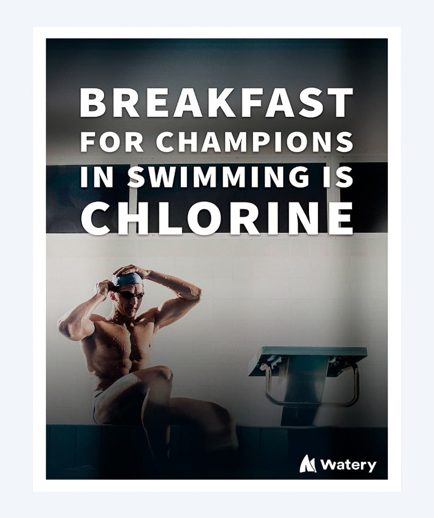 Watery zwemposter - Breakfast for swimming champions is chlorine
