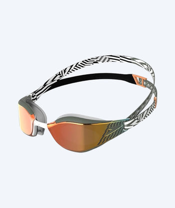 Speedo Elite zwembril - Fastskin Hyper Elite Mirror - Zwart/Groen (Goud lens)