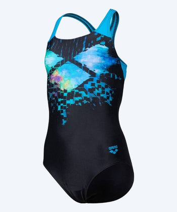 Arena meisjes badpak - Multi Pixels Pro Back - Zwart/blauw