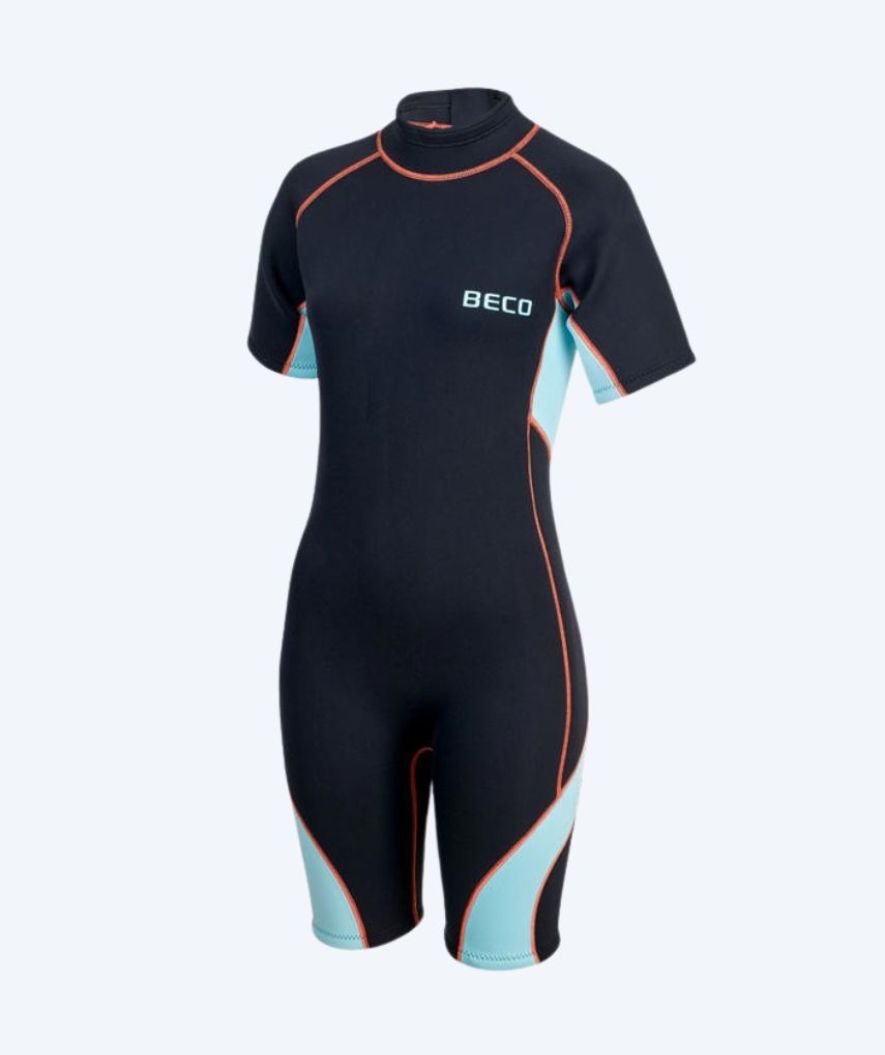 Beco dames neopreen wetsuit - Neoprene Shorty - Zwartl/Lichtblauw