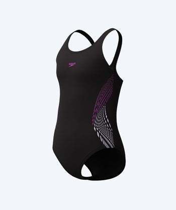 Speedo meisjes badpak - Placement Muscleback - Zwart/roze