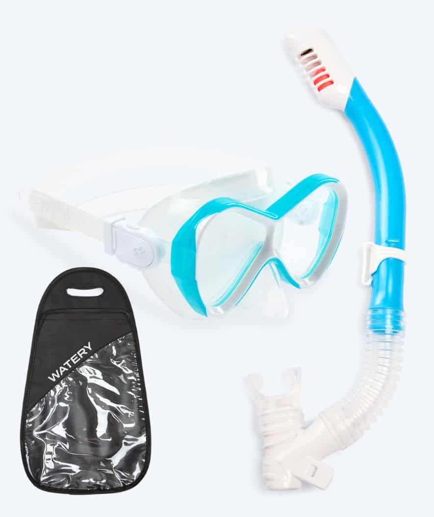 Watery kind Combo snorkelset - Triton Full-dry - Lichtblauw