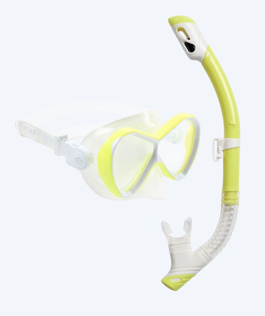 Watery kind Combo snorkelset - Triton Full-dry - Geel