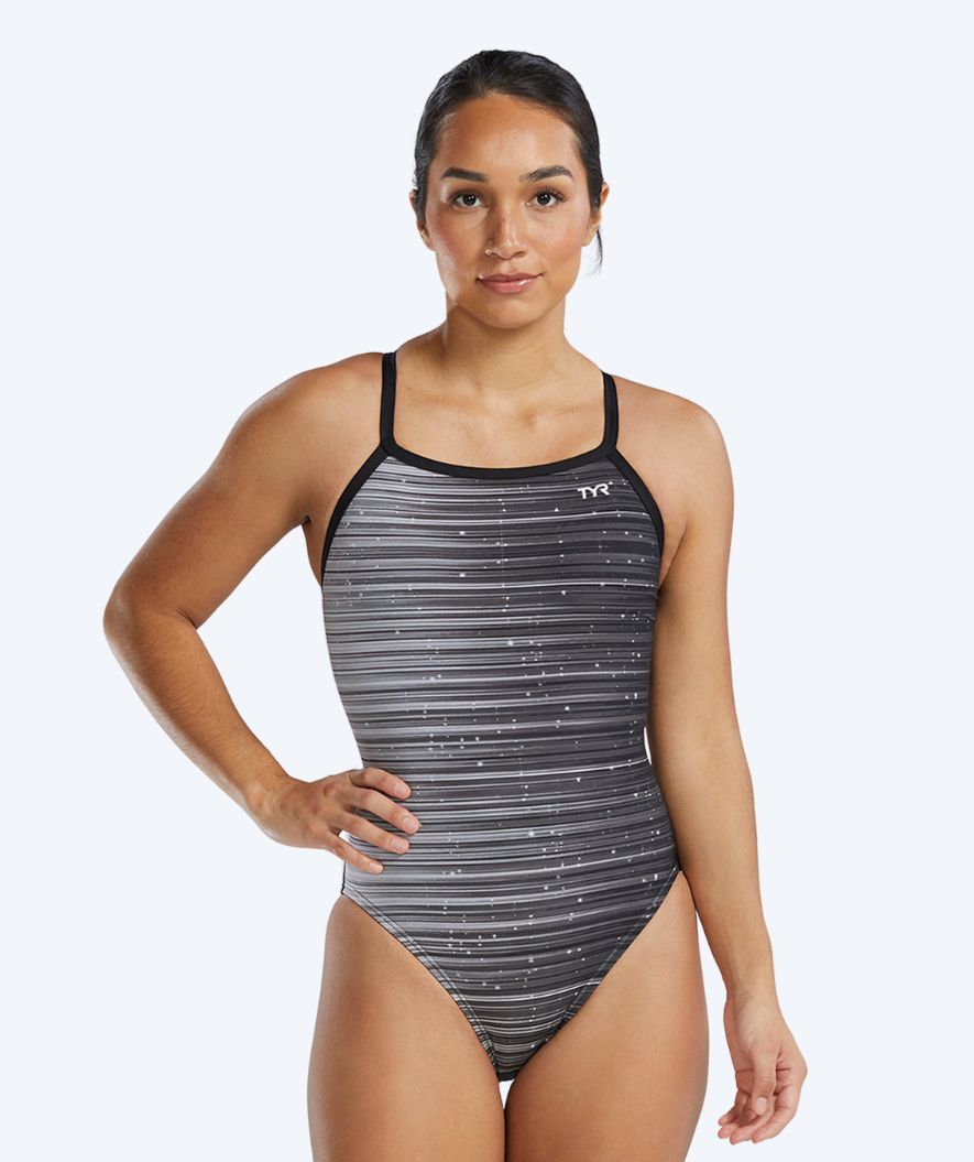 TYR dames badpak - Durafast Elite Speedwarp - Zwart/grijs