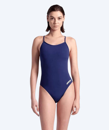 Arena dames badpak - Solid Lace Back - Donkerblauw