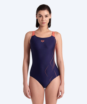 Arena dames badpak - Swim Pro Back - Donkerblauw/roze