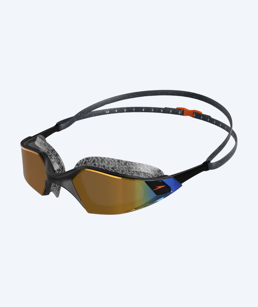 Speedo open water zwembril - AquaPulse Pro - Zwart/goud (Mirror lens)
