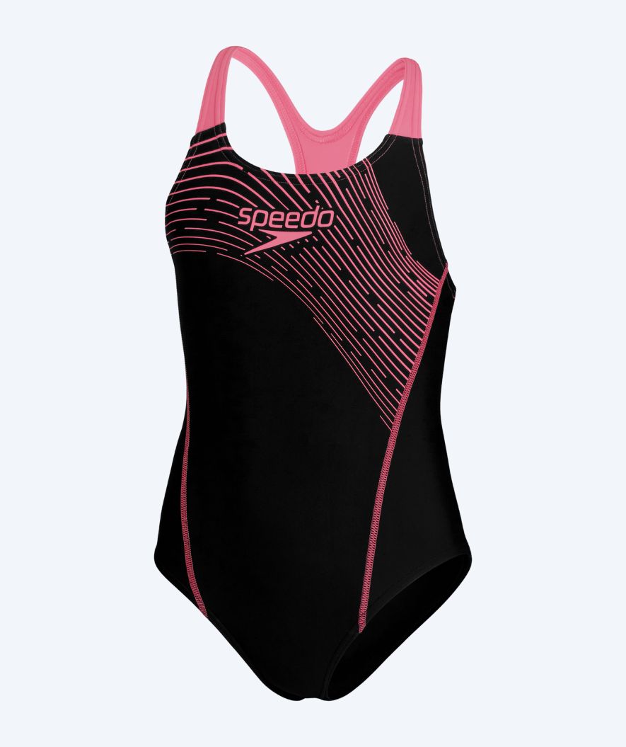 Speedo meisjes badpak - Medley Logo Medalist - Zwart/roze
