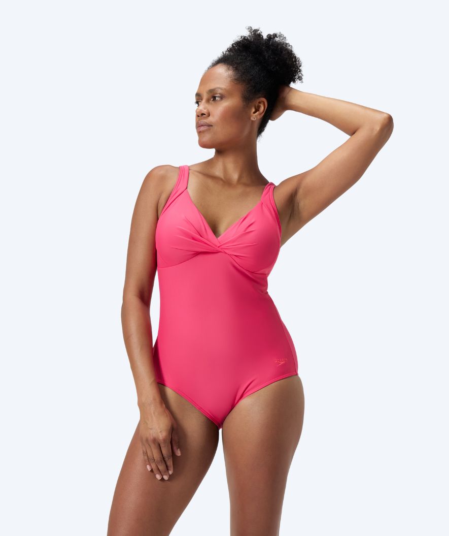 Speedo dames badpak met voering - Shaping Cross Knot - Lichtroze