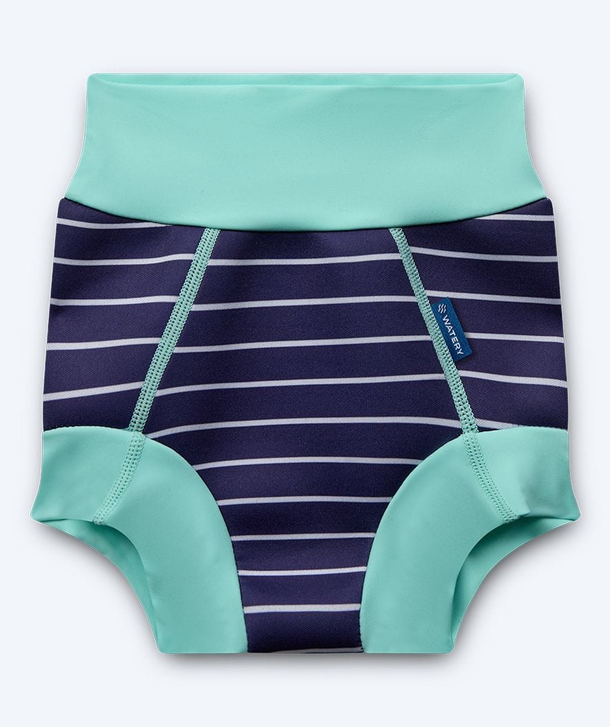 Watery zwemluiers - Neopreen Swim Nappy - Turquoise Strepen