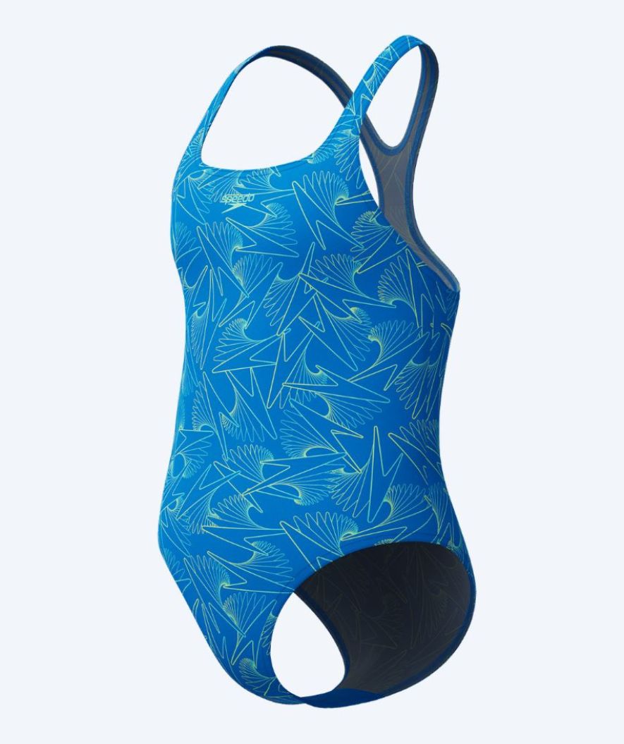 Speedo badpak voor meisjes - Hyperboom Allover Medalist - Blauw/groen