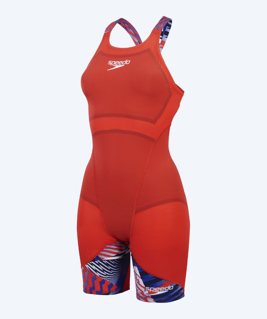 Speedo meisjes wedstrijdbadpak - LZR Ignite -  Rood/blauw