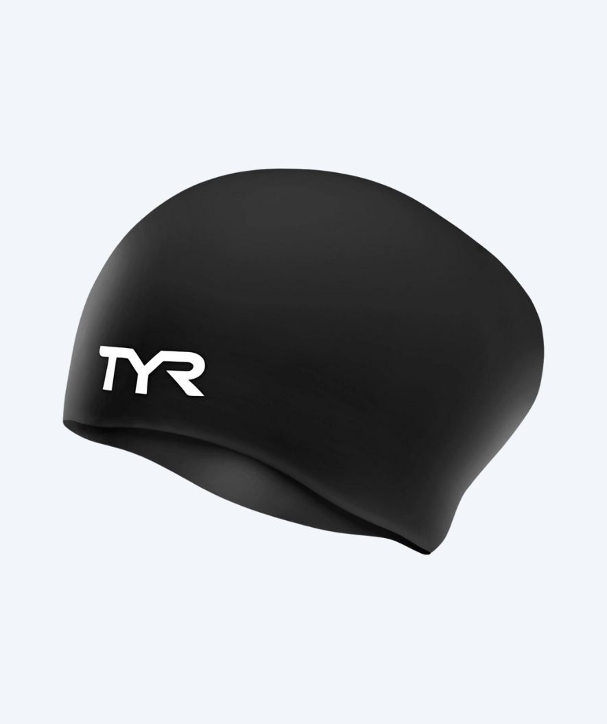 TYR lang haar badmuts - Silicone - Zwart