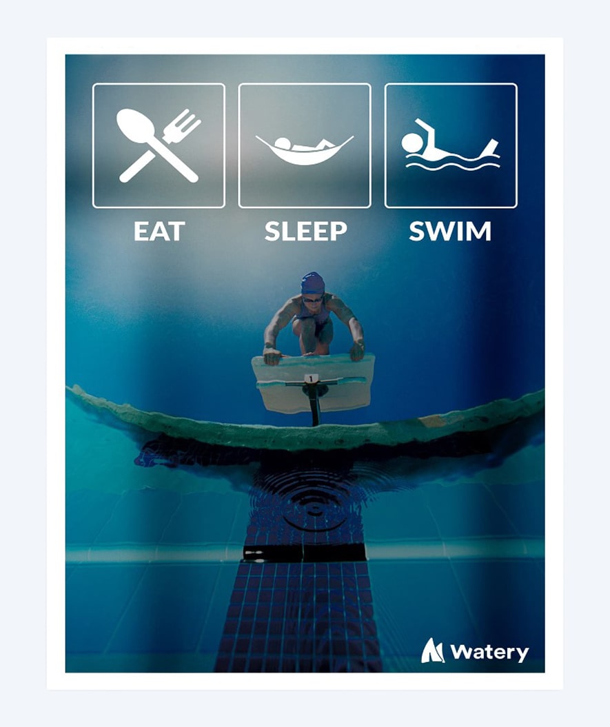 Watery zwemposter - Eat - Sleep - Swim