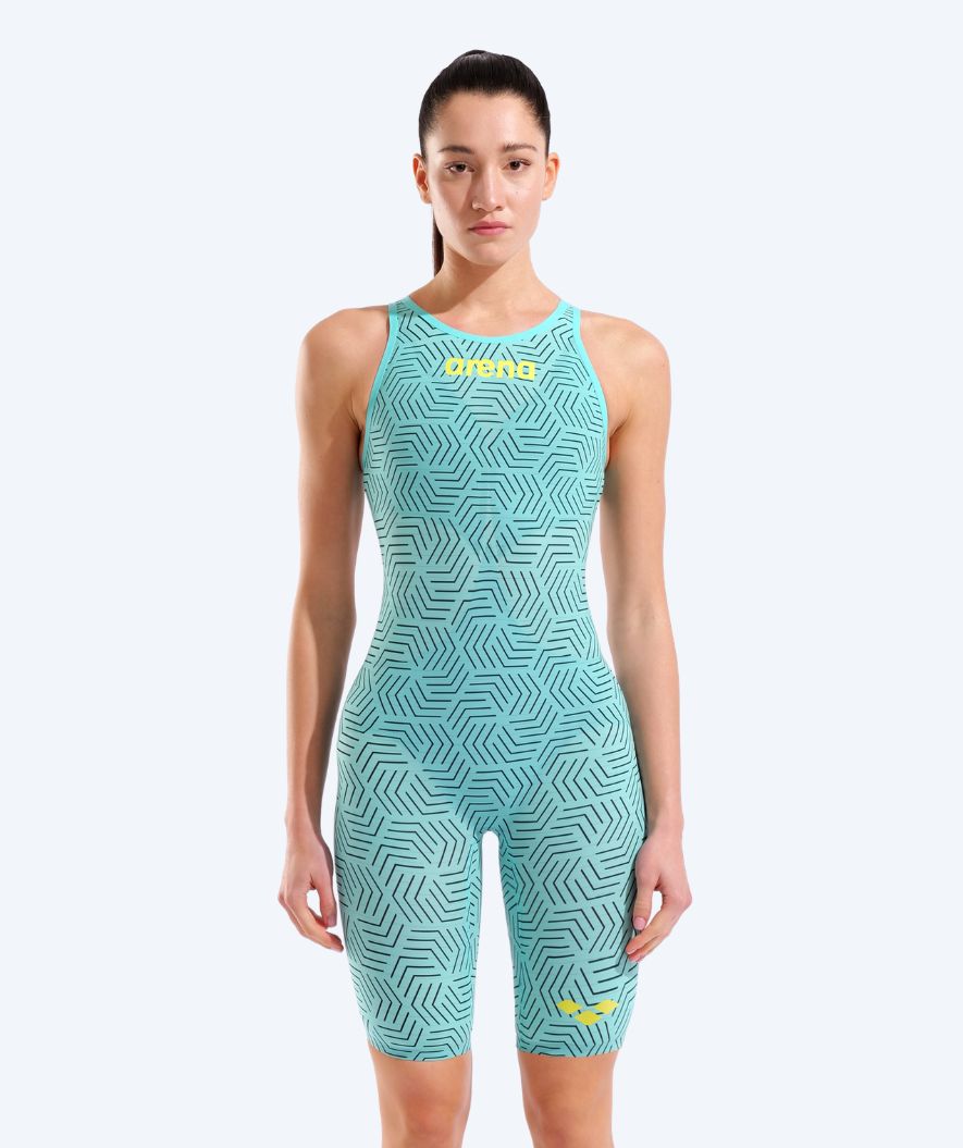 Arena dames wedstrijd badpak - Carbon Air 2 - Blauw/geel