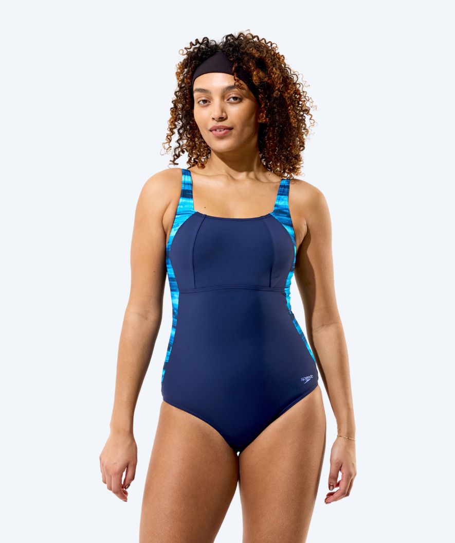 Speedo dames badpak - Print Luna Lustre - Donkerblauw/Lichtblauw