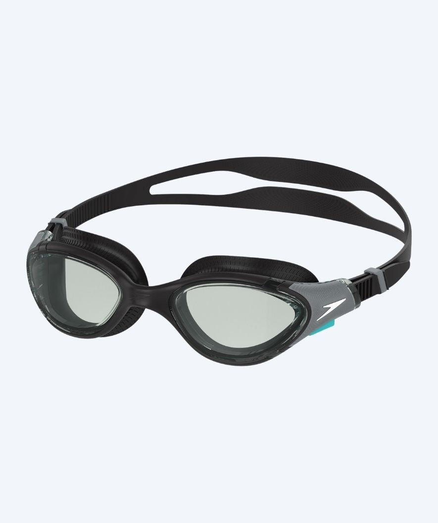 Speedo bijziende zwembril op sterkte voor volwassenen - (-1.5) – (-6.0) - Biofuse 2.0 - Zwart/Grijs (Smoke lens)