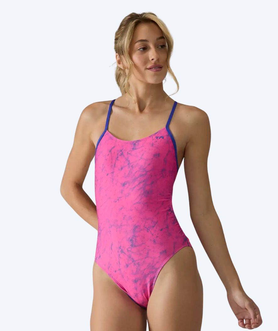 TYR dames badpak - Durafast Elite Cutoutfit Zephyr - Roze/Donkerblauw