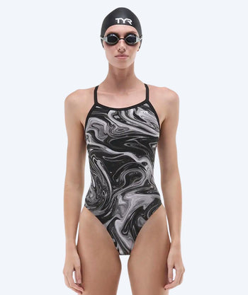 TYR dames badpak - Durafast Elite Diamondfit Olea - Grijs/zwart